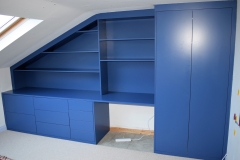Lacquered loft storage unit.