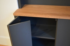 Alcove unit with solid oak top bi-fold door detail